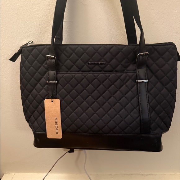 NWT- Kroser Quilted Black Tote Bag - Picture 1 of 3